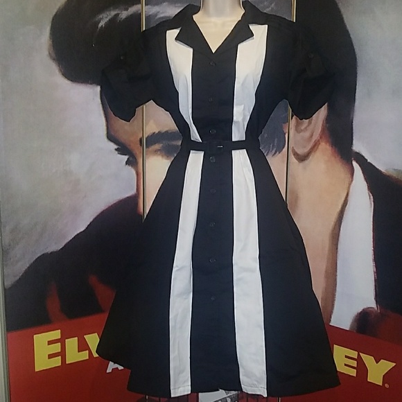 Tatyana Retro 1950's Bettie Page Embroidered Logo Bowling Dress w White Panels - Picture 3 of 8